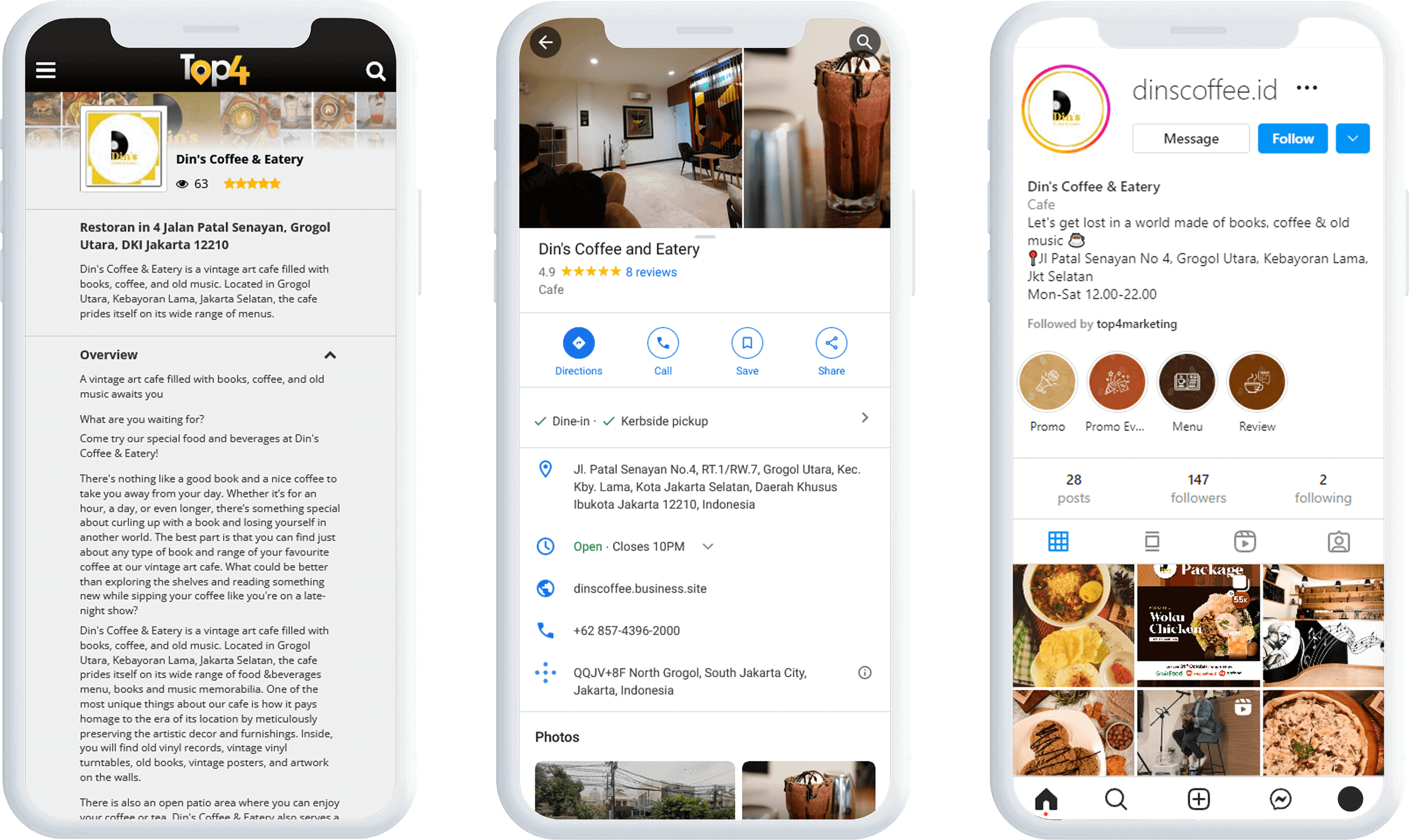Digital Marketing Services for Cafes – Din’s Coffe & Eatery Jakarta Selatan – Social Media Marketing – 3