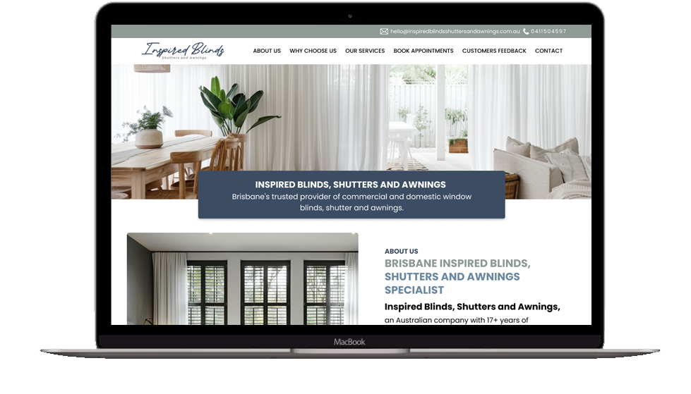 Landing Page Website Design - Inspired Blinds